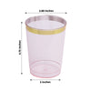 25 Pack 10oz Blush Crystal Plastic Party Cups With Gold Rim, Disposable Drink Tumbler