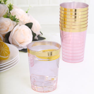 Elevate Your Party with Transparent Blush Crystal Disposable Tumbler Drink Glasses