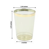 25-Pack Plastic Tumbler Cups Transparent Dusty Sage Green with Gold Rim - Stylish