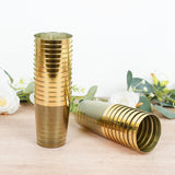 25-Pack Plastic Tumbler Cups Transparent Dusty Sage Green with Gold Rim - Stylish Disposable Party