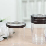 25 Pack Clear Crystal Plastic Tumbler Glasses with Black Rim, 10oz Disposable Drink Glasses