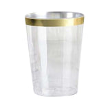 25 Pack | 10oz Clear Crystal Collection Plastic Disposable Cups With Gold Rim#whtbkgd