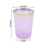 25 Pack Purple Crystal Plastic Tumbler Glasses with Gold Rim, 10oz