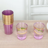 25 Pack Purple Crystal Plastic Tumbler Glasses with Gold Rim, 10oz