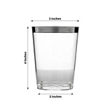 25 Pack | 10oz Clear Crystal Collection Plastic Disposable Cups With Silver Rim