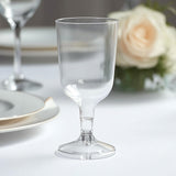 24 Pack Clear Plastic Wine Glasses 6oz Short Stem Disposable Party Cups with Detachable Base