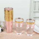 12 Pack Transparent Blush Plastic Cups Drinking Tumblers with Gold Rim, 17oz Disposable Party Cups