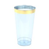 12 Pack Dusty Blue Plastic Cups Drinking Tumblers with Gold Rim, 17oz#whtbkgd