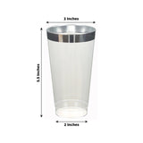 12 Pack Clear Plastic Cups Drinking Tumblers with Silver Rim, 17oz Disposable Party Cups