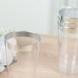 12 Pack Clear Plastic Cups Drinking Tumblers with Silver Rim, 17oz Disposable Party Cups - 5.5inch