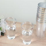 12 Pack Clear Plastic Cups Drinking Tumblers with Silver Rim, 17oz Disposable Party Cups - 5.5inch