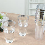 12 Pack Clear Plastic Cups Drinking Tumblers with Silver Rim, 17oz Disposable Party Cups - 5.5inch