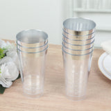 12 Pack Clear Plastic Cups Drinking Tumblers with Silver Rim, 17oz Disposable Party Cups - 5.5inch