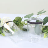 12 Pack Clear Plastic Cups Drinking Tumblers with Silver Rim, 17oz Disposable Party Cups - 5.5inch