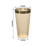 12 Pack Amber Plastic Cups Drinking Tumblers with Gold Rim, 17oz Disposable Party Cups