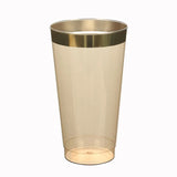 12 Pack Amber Plastic Cups Drinking Tumblers with Gold Rim, 17oz Disposable Party Cups#whtbkgd