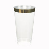 12 Pack Clear Plastic Party Cups with Gold Rim, 17oz Disposable Cups Drinking Tumblers#whtbkgd