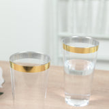 12 Pack Clear Plastic Party Cups with Gold Rim, 17oz Disposable Cups Drinking Tumblers - 5.5"