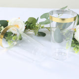 12 Pack Clear Plastic Party Cups with Gold Rim, 17oz Disposable Cups Drinking Tumblers - 5.5"