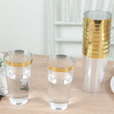 12 Pack Clear Plastic Party Cups with Gold Rim, 17oz Disposable Cups Drinking Tumblers - 5.5"