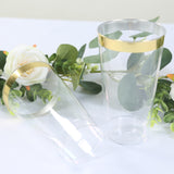 12 Pack Clear Plastic Party Cups with Gold Rim, 17oz Disposable Cups Drinking Tumblers - 5.5"