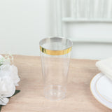 12 Pack Clear Plastic Party Cups with Gold Rim, 17oz Disposable Cups Drinking Tumblers - 5.5"