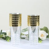 12 Pack Clear Plastic Party Cups with Gold Rim, 17oz Disposable Cups Drinking Tumblers - 5.5"