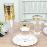 12 Pack Clear Plastic Party Cups with Gold Rim, 17oz Disposable Cups Drinking Tumblers - 5.5"