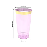 12 Pack Transparent Purple Plastic Cups Drinking Tumblers with Gold Rim, 17oz Disposable