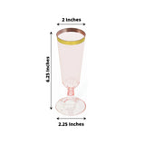 12 Pack Transparent Blush Disposable Champagne Flutes with Gold Rim, 5oz Plastic Toasting Cocktail