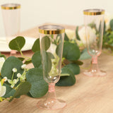 12 Pack Transparent Blush Disposable Champagne Flutes with Gold Rim, 5oz Plastic Toasting Cocktail