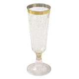 12 Pack Transparent Disposable Champagne Flutes with Gold Rim, 6oz Clear Plastic Toasting#whtbkgd