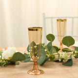 12 Pack Amber Gold Disposable Champagne Flutes with Gold Rim, 5oz Transparent Plastic Toasting 7inch