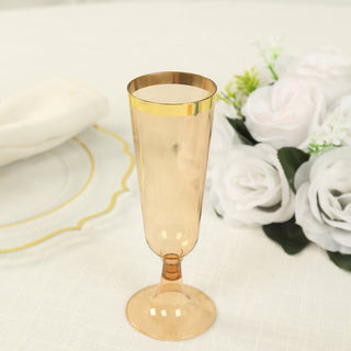 <h3 style="margin-left:0px;"><strong>Effortless Elegance with Amber Gold Rimmed Champagne Flutes</strong>