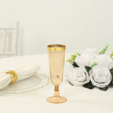 12 Pack Amber Gold Disposable Champagne Flutes with Gold Rim, 5oz Transparent Plastic Toasting 7inch