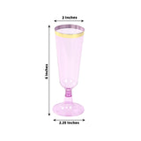 12 Pack Transparent Purple Disposable Champagne Flutes with Gold Rim, 5oz Plastic Toasting