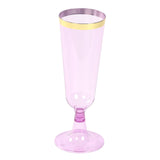 12 Pack Transparent Purple Disposable Champagne Flutes with Gold Rim, 5oz Plastic Toasting#whtbkgd