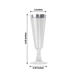 12 Pack Clear Disposable Champagne Flutes with Silver Rim, 5oz Transparent Plastic Toasting Cocktail