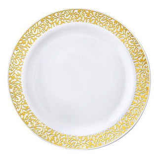 Elegant and Classy Gold Lace Rim White Disposable Salad Plates