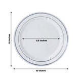 10 Pack | 10inch Très Chic Silver Rim White Disposable Dinner Plates, Plastic Party Plates