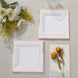 10 Pack - 7inch Rose Gold Trim White Square Plastic Salad Dessert Plates