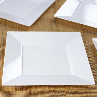 10 Pack Glossy White Square Disposable Dinner Plates