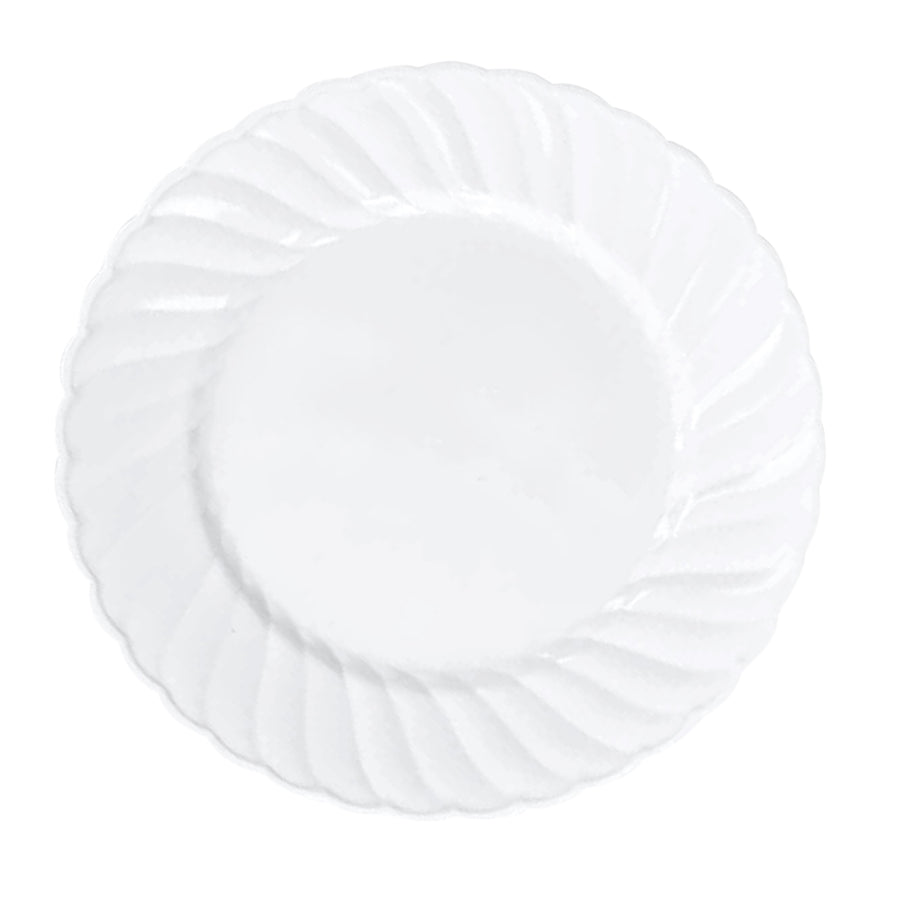 12 Pack | 7.5inch White Flair Rim Disposable Salad Plates, Plastic Dessert Appetizer Plates#whtbkgd