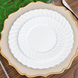 12 Pack | 7.5inch White Flair Rim Disposable Salad Plates, Plastic Dessert Appetizer Plates
