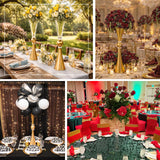 Elegant floral centerpieces in various event settings.