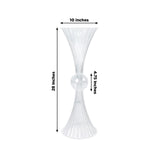 Clear acrylic vase with a unique design, 28 inches tall and 10 inches wide.
