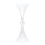Clear decorative vase with elegant fluted design.