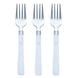 25 Pack 7" Light Silver Heavy Duty Disposable Forks with White Handles, Plastic Silverware