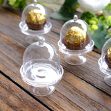 12 Pack 3" Clear Fillable Mini Pedestal Cake Stand Favor Boxes, Candy Treat Gift Boxes With Dome Lid