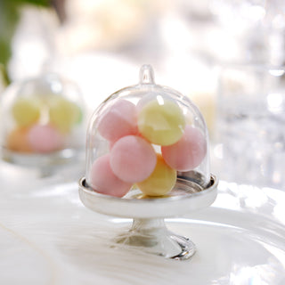 Clear Silver Fillable Mini Pedestal Cake Stand Favor Boxes